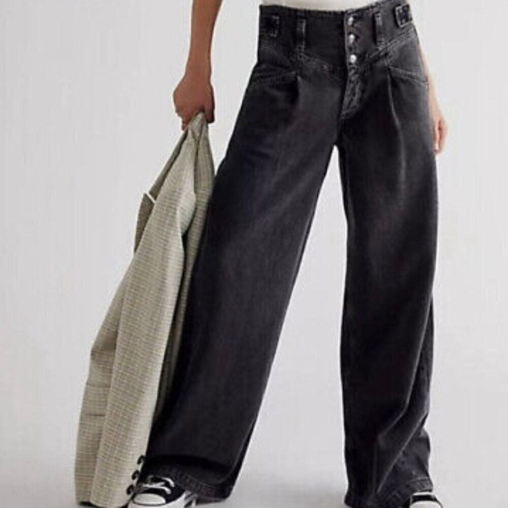 Free People We The Free Super Sweeper Wide Leg Jeans Size Medium